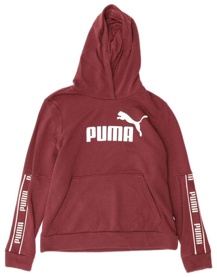 PUMA Felpa con cappuccio grafica da donna UK 14 Cotone bordeaux medio