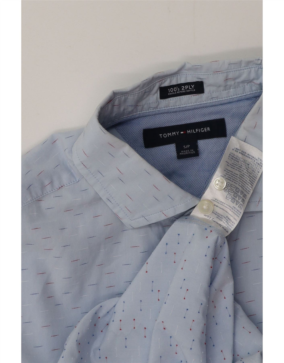 TOMMY HILFIGER Camicia da uomo piccola in cotone screziato blu