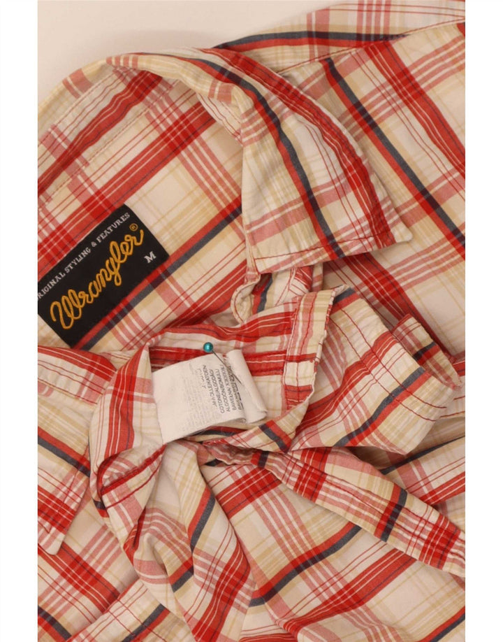 Camicia a maniche corte da uomo Wrangler in cotone a quadri rosso medio