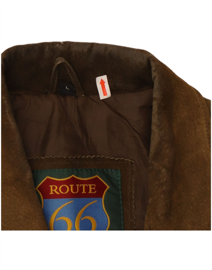 Giacca in pelle scamosciata da uomo Route 66 UK 40 grande in pelle kaki