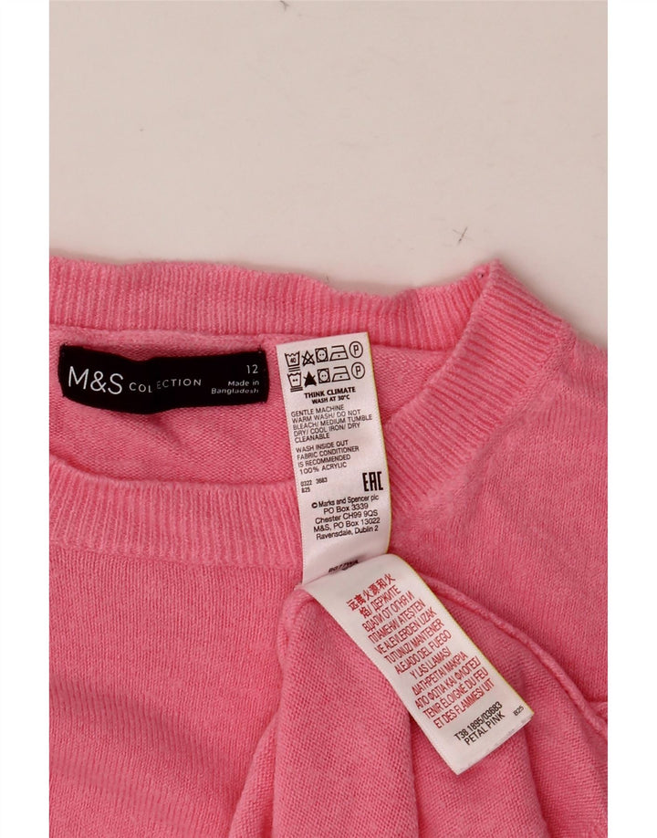 MARKS & SPENCER Maglione girocollo da donna UK 12 Acrilico rosa medio