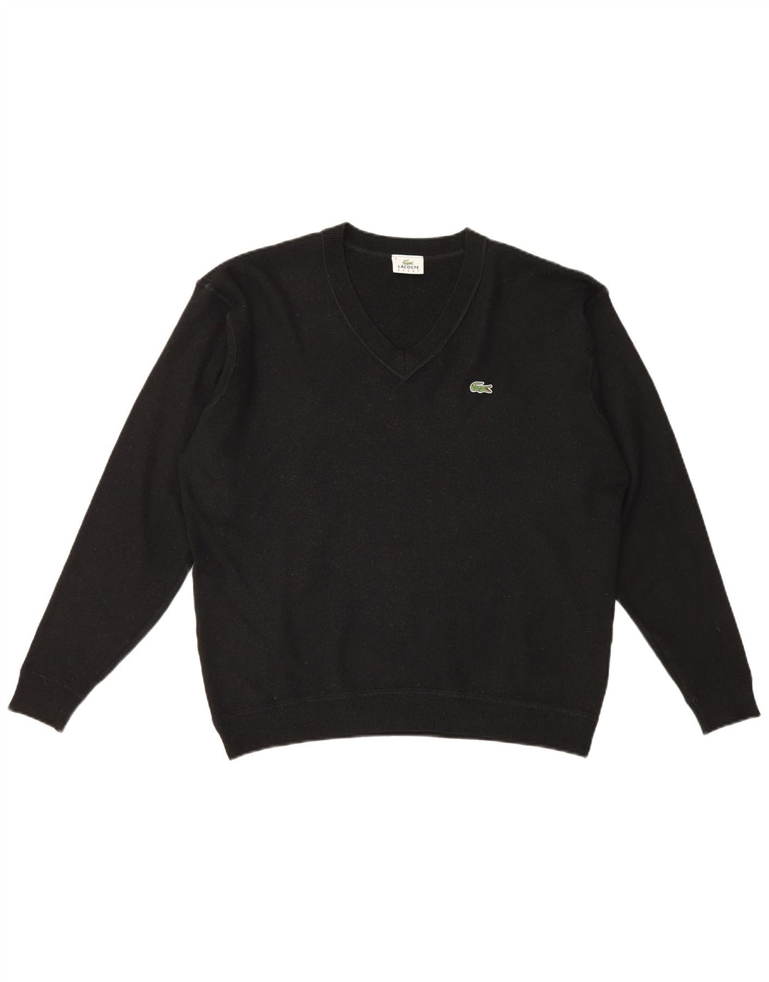 Maglione maglione da uomo con scollo a V Lacoste taglia 8 3XL lana nera