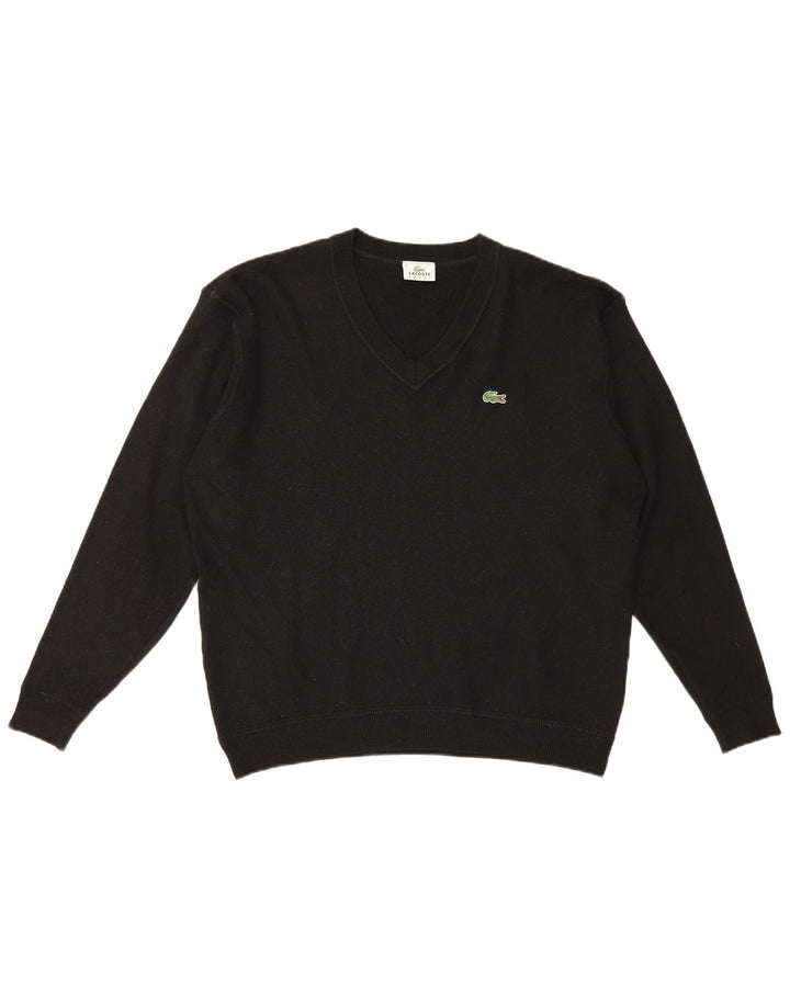 Maglione maglione da uomo con scollo a V Lacoste taglia 8 3XL lana nera