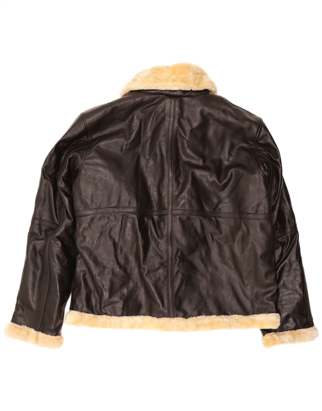 Giacca in shearling da uomo VINTAGE UK 50 5XL in pelle marrone