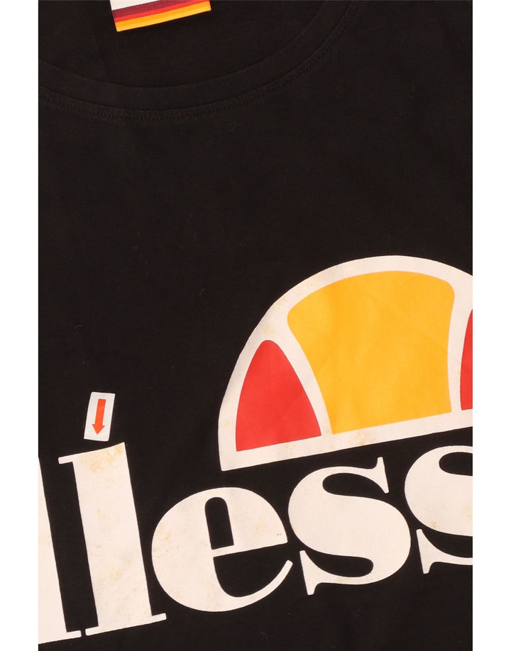 ELLESSE Womens Heritage Oversized Graphic T-Shirt Top UK 10 Small Black