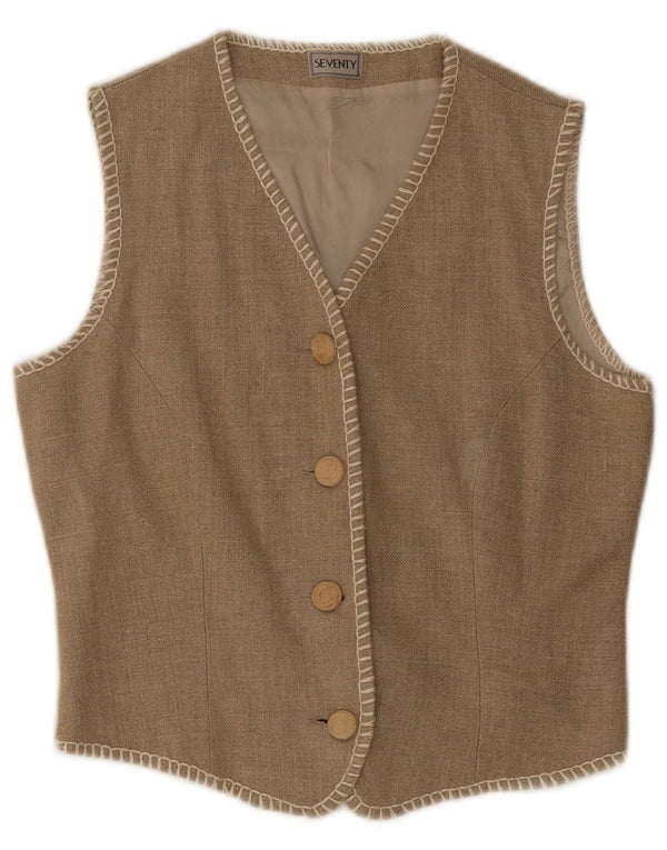 Gilet Donna Seventy IT 44 Beige Medio Lino
