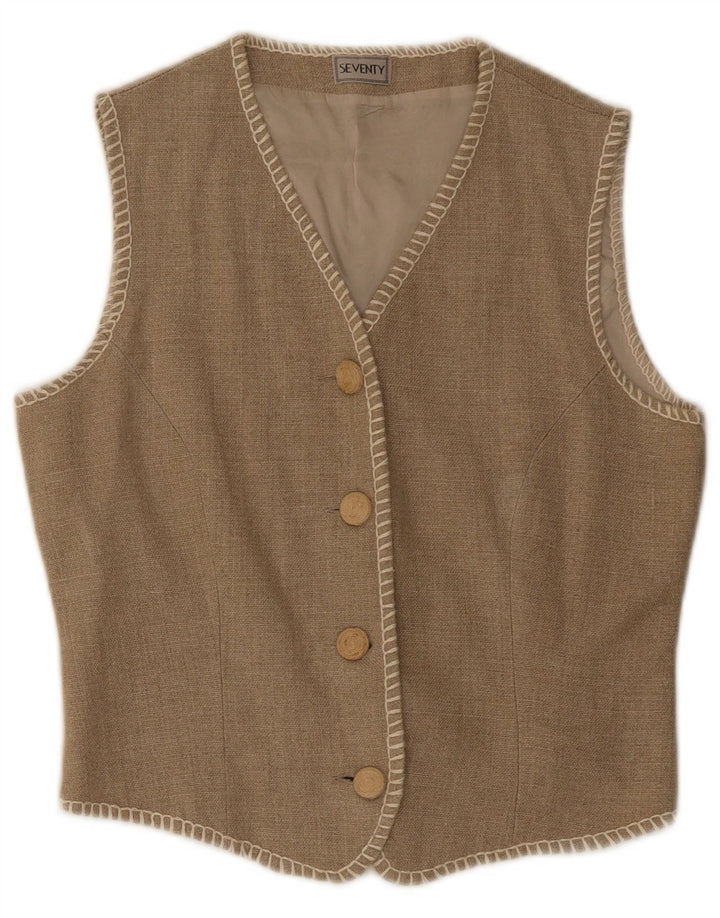 Gilet Donna Seventy IT 44 Beige Medio Lino
