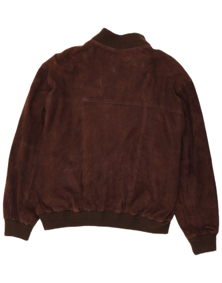 Giubbotto bomber vintage in pelle scamosciata da uomo IT 58 4XL in pelle marrone