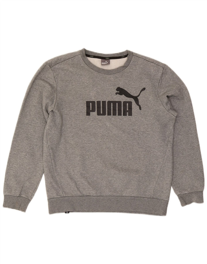 Felpa grafica da uomo Puma Maglione in cotone chiazzato grigio medio