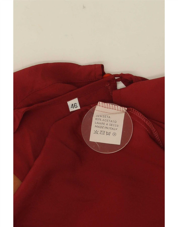 Camicetta vintage da donna Top IT 46 grande seta rossa