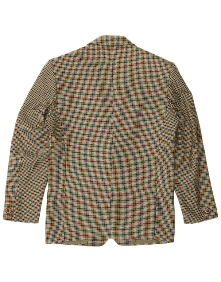 Giacca blazer vintage da donna a 2 bottoni UK 14 pied de poule kaki medio