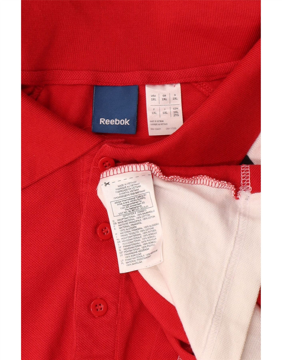 Polo grafica da uomo REEBOK 2XL in cotone color block rosso