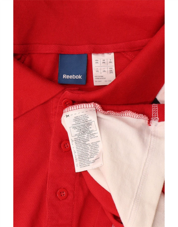 Polo grafica da uomo REEBOK 2XL in cotone color block rosso
