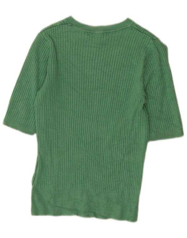 Marks & Spencer Womens Boat Neck Jumper Sweater UK 10 Small Green
