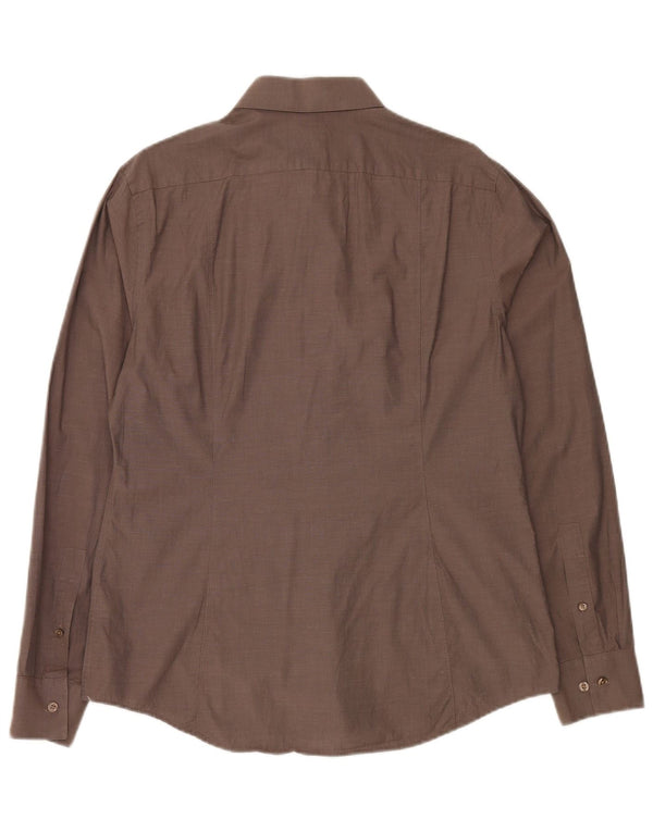 Camicia slim fit da uomo Calvin Klein taglia 42 16 1/2 grande cotone marrone