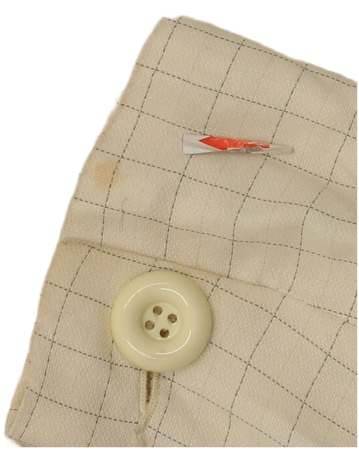Giacca blazer vintage da donna a 4 bottoni IT 44 viscosa a quadri bianco sporco medio
