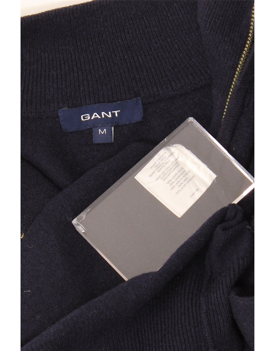 GANT Maglione da uomo con zip e collo in lana d'agnello medio blu navy