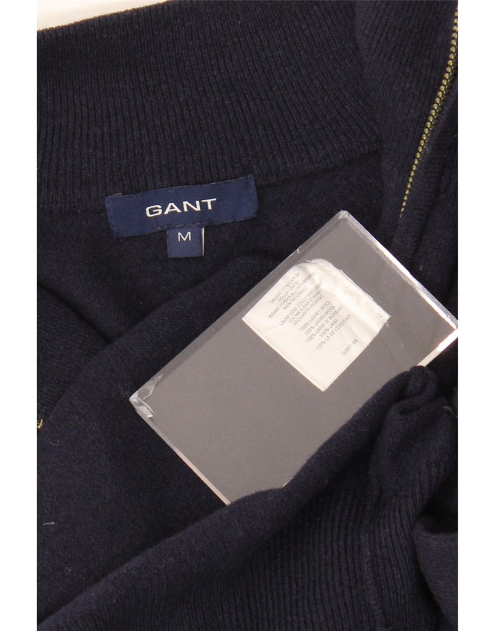 GANT Maglione da uomo con zip e collo in lana d'agnello medio blu navy