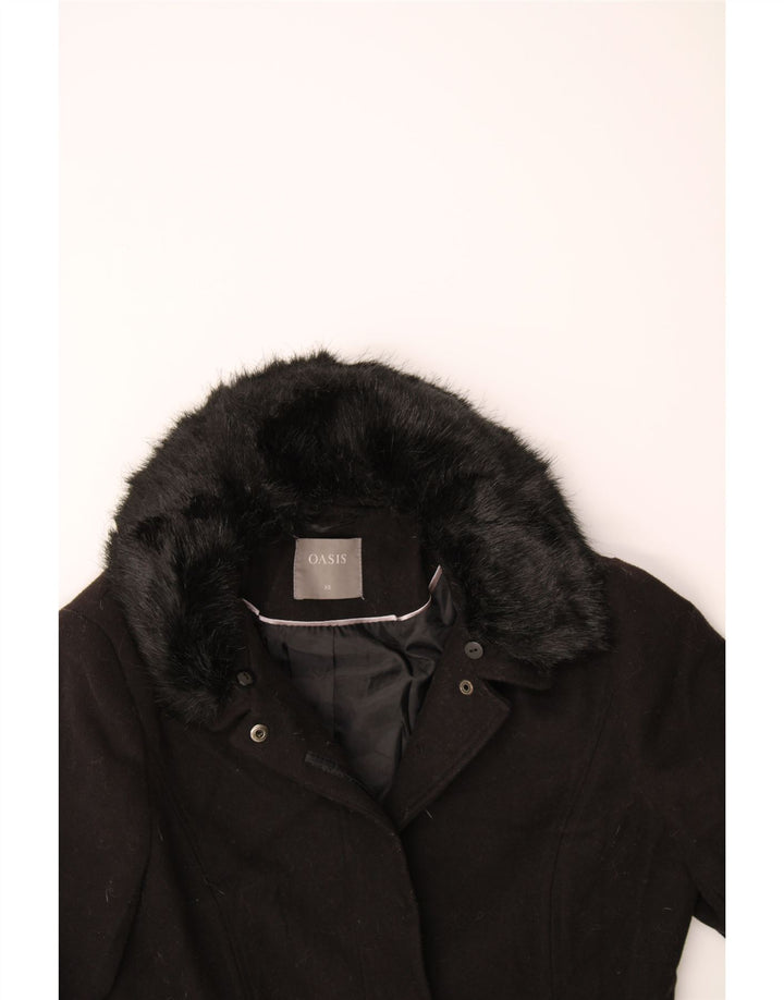 OASIS Womens Overcoat UK 6 XS Black Polyester Vintage Oasis and Second-Hand Oasis from Messina Hembry 