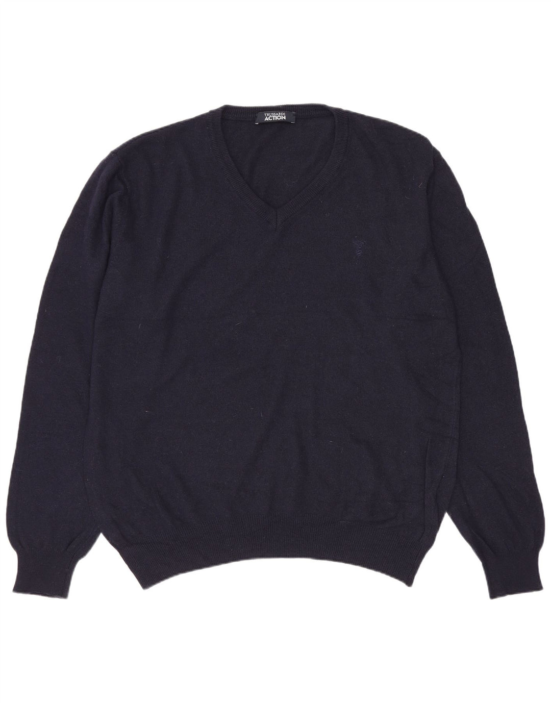 Maglione Trussardi Uomo con scollo a V Grande in poliestere blu navy