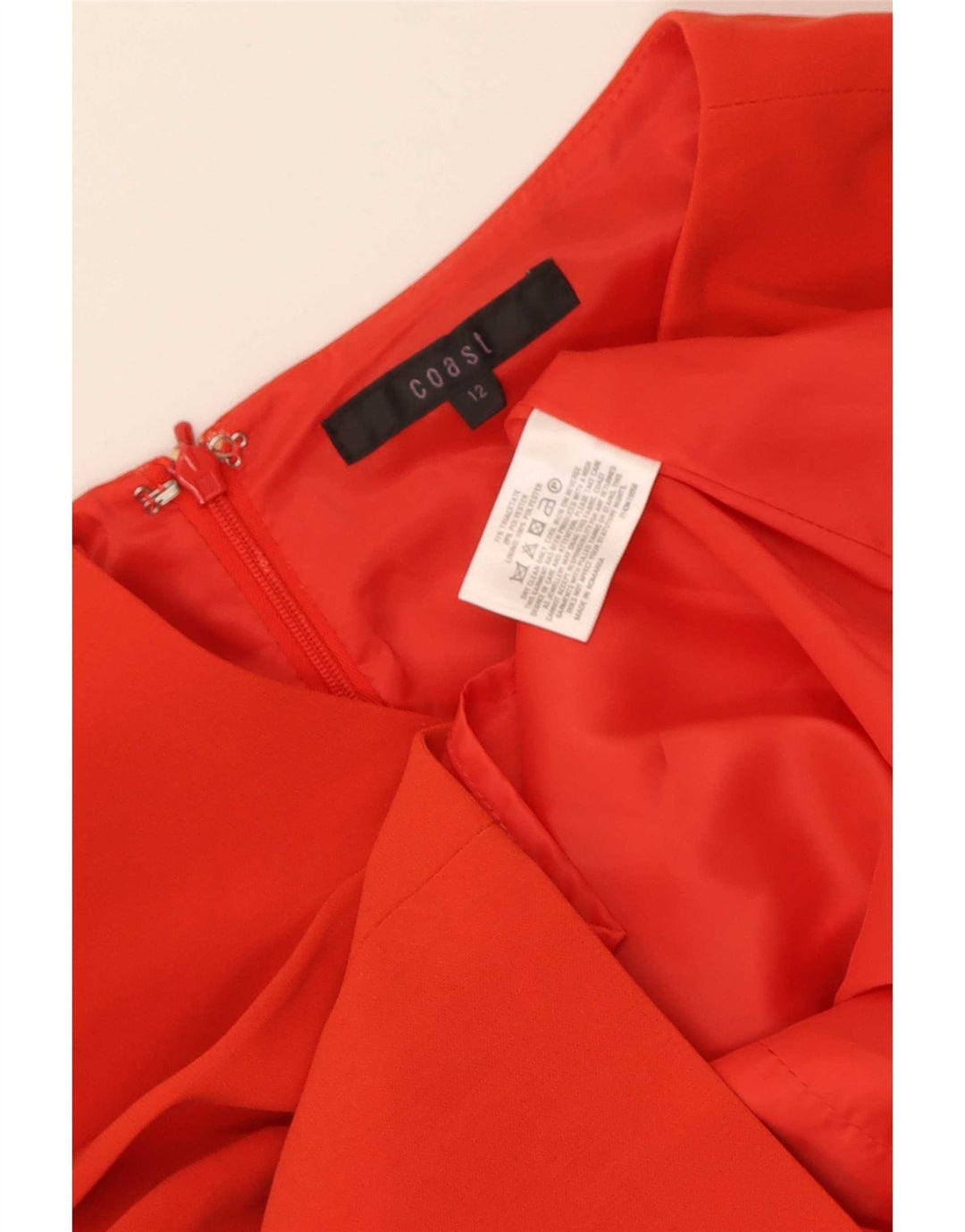 Abito tubino a maniche lunghe da donna Coast UK 12 triacetato rosso medio
