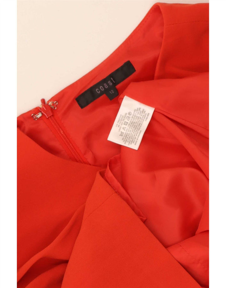 Abito tubino a maniche lunghe da donna Coast UK 12 triacetato rosso medio