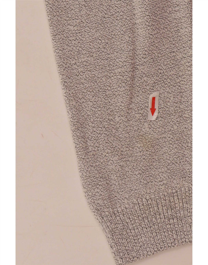 Maglione da uomo Marks & Spencer con zip e collo, grande, in cotone screziato bianco sporco