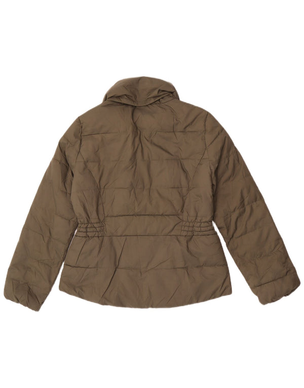 Giacca imbottita con cappuccio da donna Marks & Spencer UK 12 poliestere kaki medio