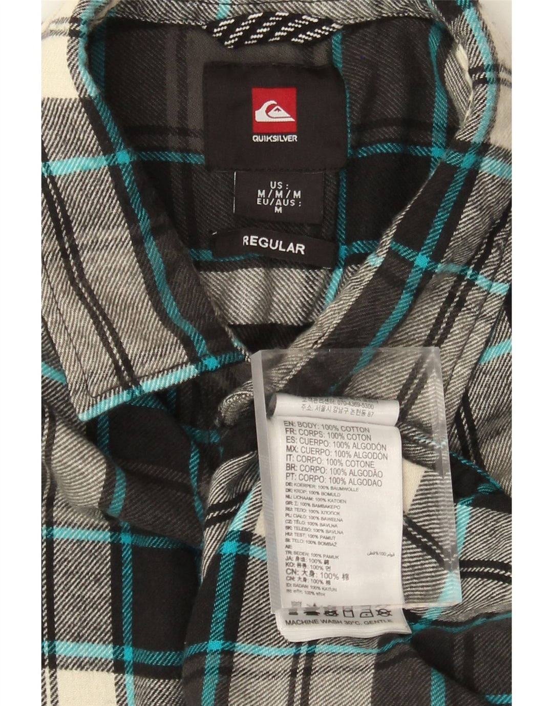 Camicia Quiksilver da uomo in flanella vestibilità regolare in cotone scozzese grigio medio