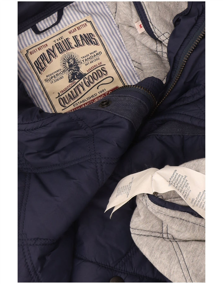 Giacca trapuntata da uomo Replay UK 38 media blu navy in poliammide