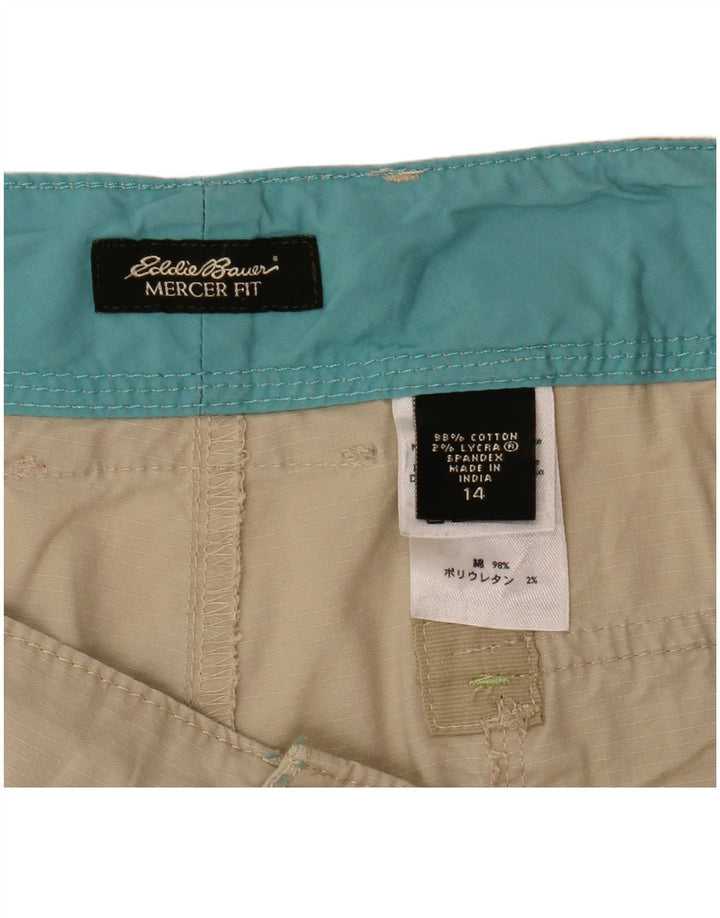 Pantaloncini cargo da donna Mercer Fit Eddie Bauer US 14 XL W36 cotone beige