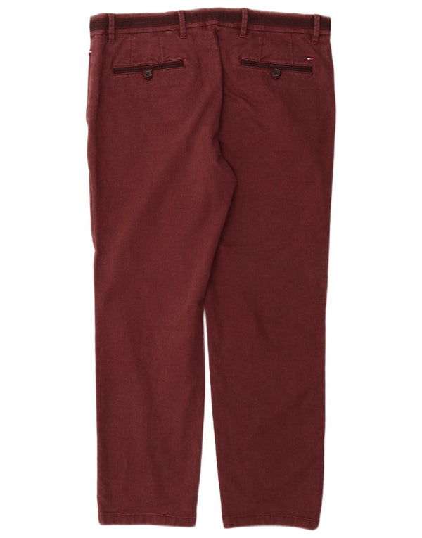 Pantaloni chino dritti da uomo Tommy Hilfiger W36 L30 cotone bordeaux