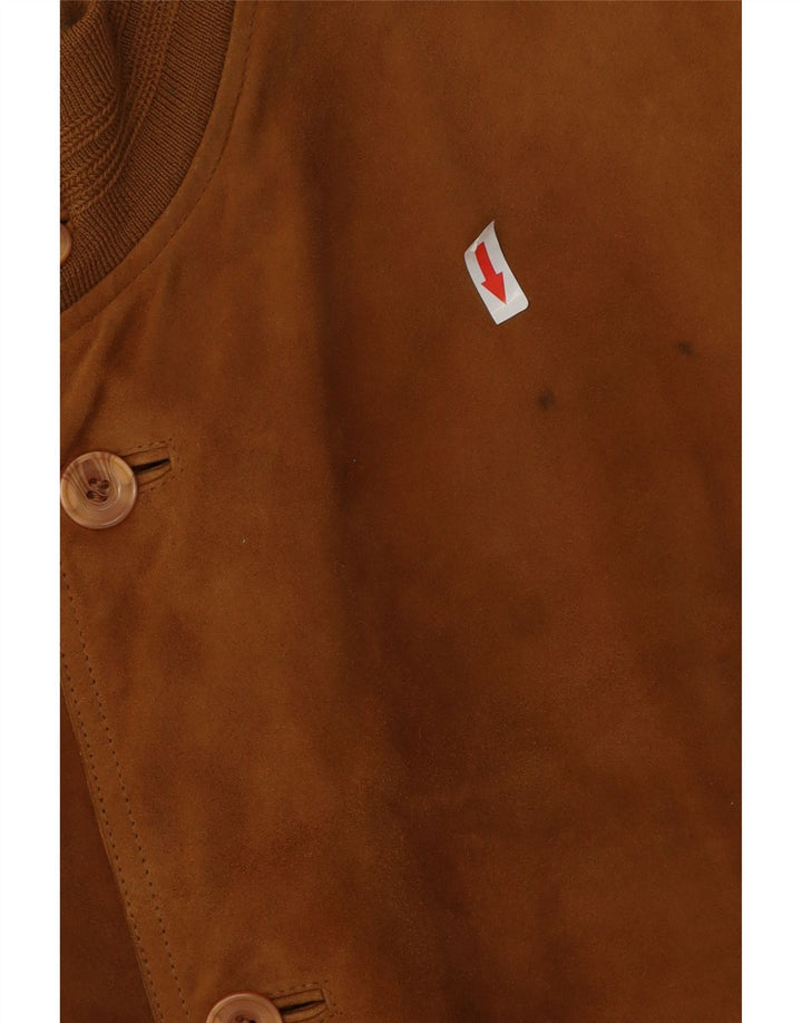 Giubbotto bomber vintage in pelle scamosciata da uomo IT 54 2XL in pelle marrone