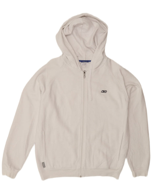 Maglione con cappuccio e zip da uomo Reebok piccolo in cotone bianco