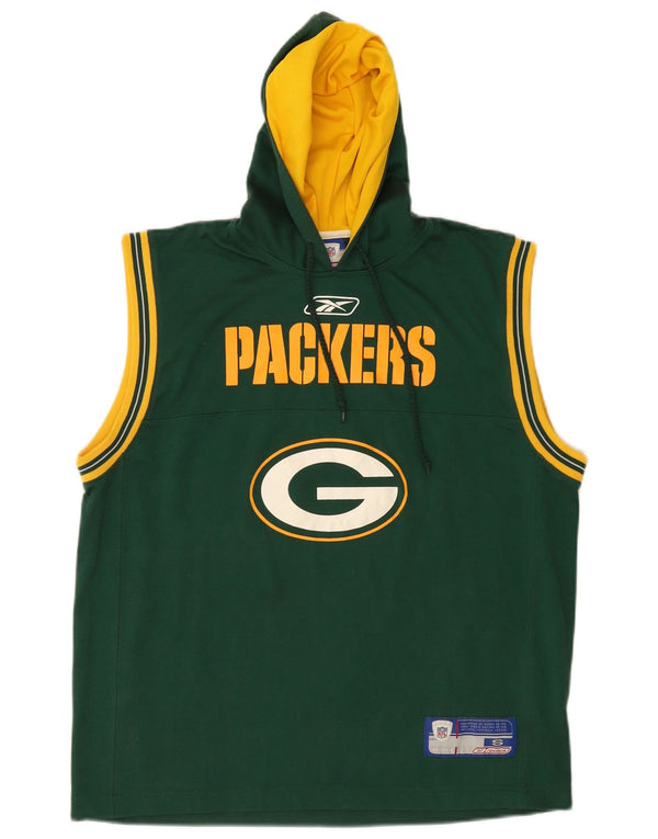 Reebok Uomo Green Bay Packers Canottiera grafica con cappuccio piccola in cotone