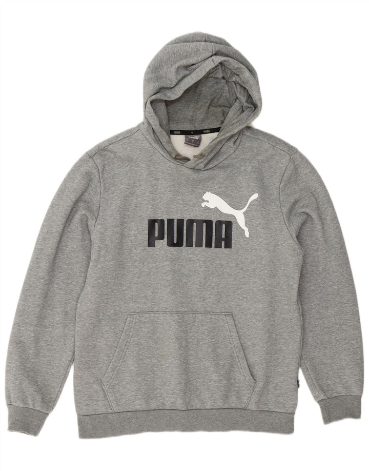 Felpa con cappuccio grafica da uomo Puma in cotone chiazzato grigio medio