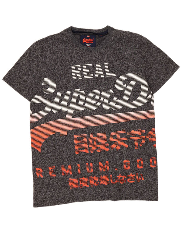 T-shirt grafica da uomo Superdry Top XL in cotone chiazzato grigio