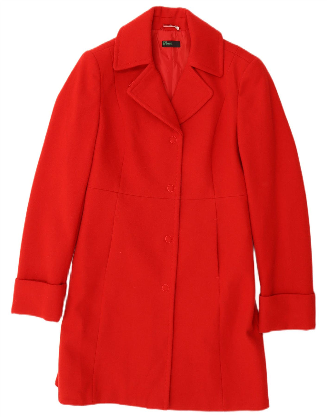 Cappotto Donna Benetton IT 42 Rosso Medio Lana