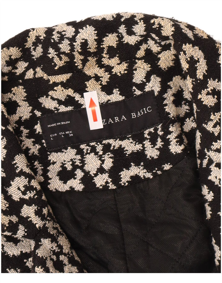 Soprabito aperto da donna Zara con motivo astratto UK 14 grande cotone nero