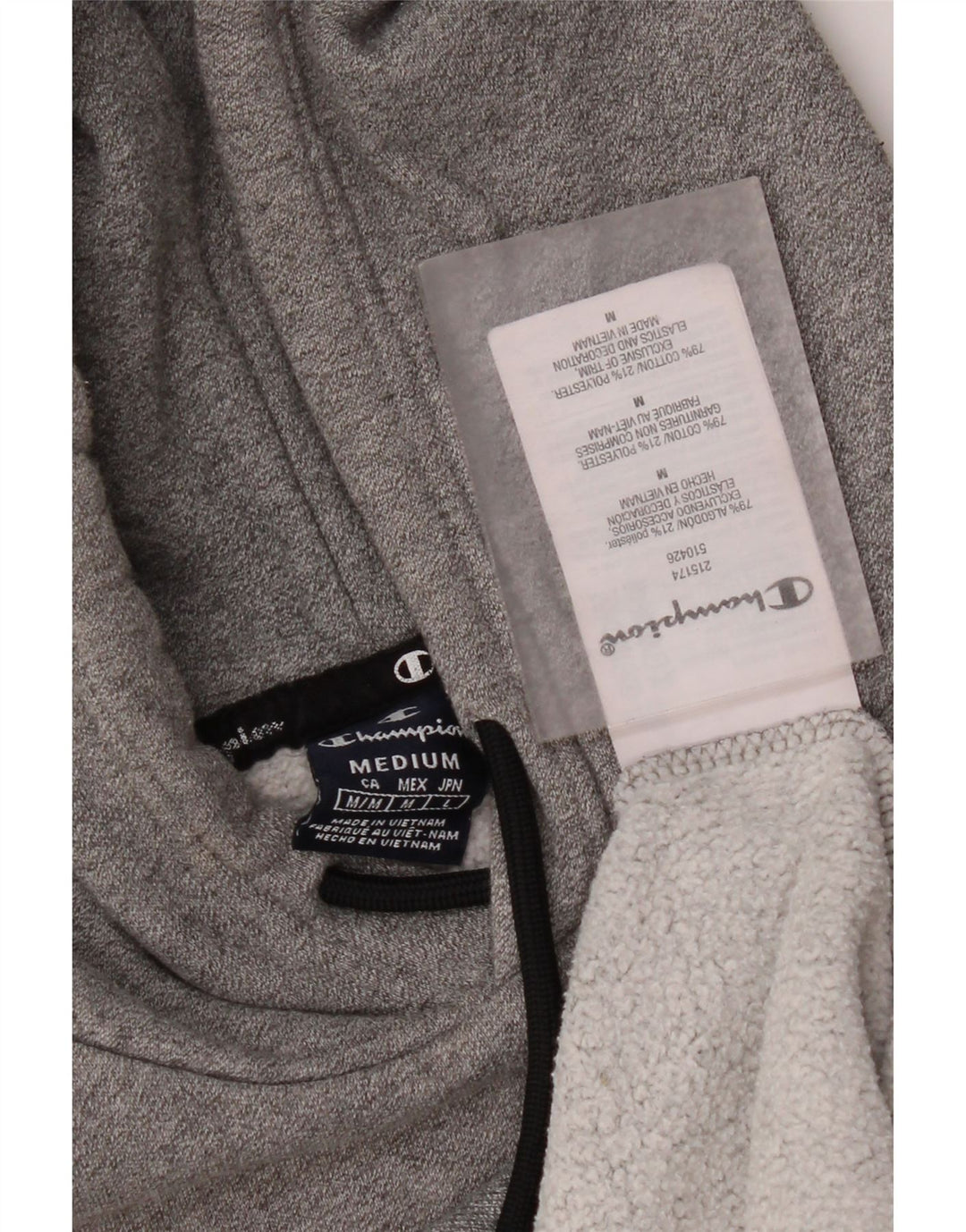 Maglione con cappuccio grafico da uomo Champion in cotone chiazzato grigio medio