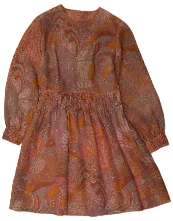 Abito a trapezio a maniche lunghe da donna VINTAGE UK 12 Paisley medio multicolore
