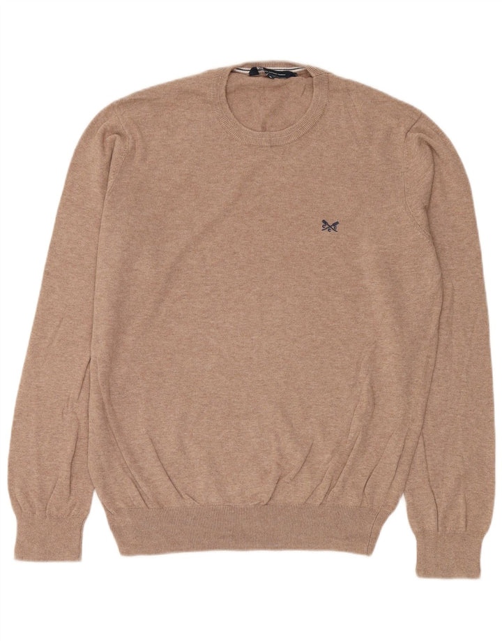 Crew Clothing Maglione girocollo da uomo in cotone beige medio