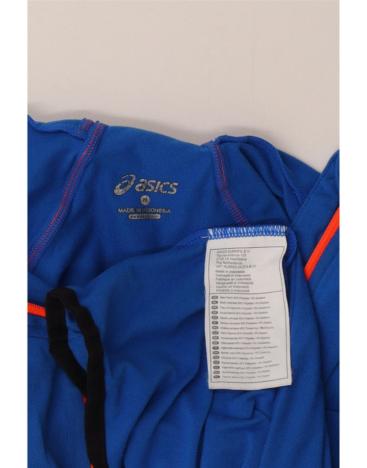 Asics Maglia da uomo con cappuccio e zip, collo a maniche lunghe, poliestere blu medio
