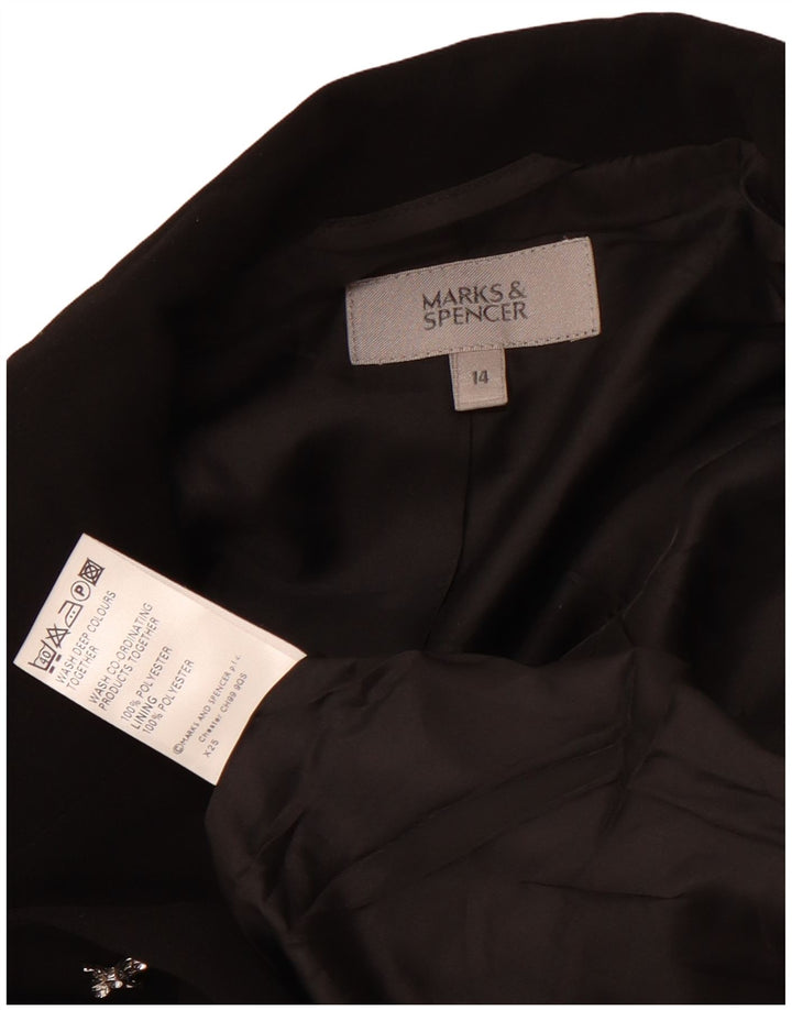 MARKS & SPENCER Giacca blazer a 2 bottoni da donna UK 14 poliestere nero medio
