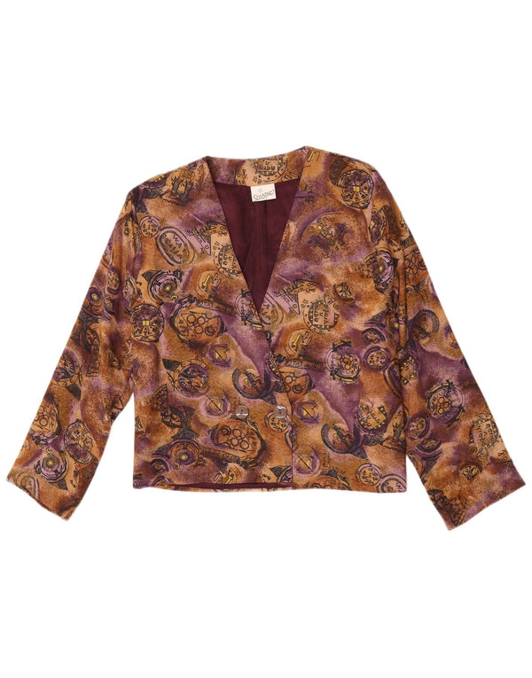 Top cardigan vintage da donna UK 10 piccolo in viscosa multicolore