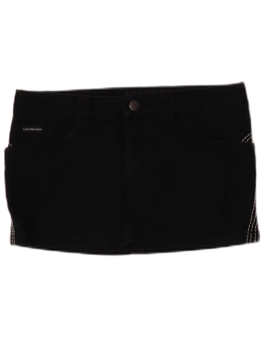 Mini gonna di jeans da donna Calvin Klein W26 piccola in cotone nero
