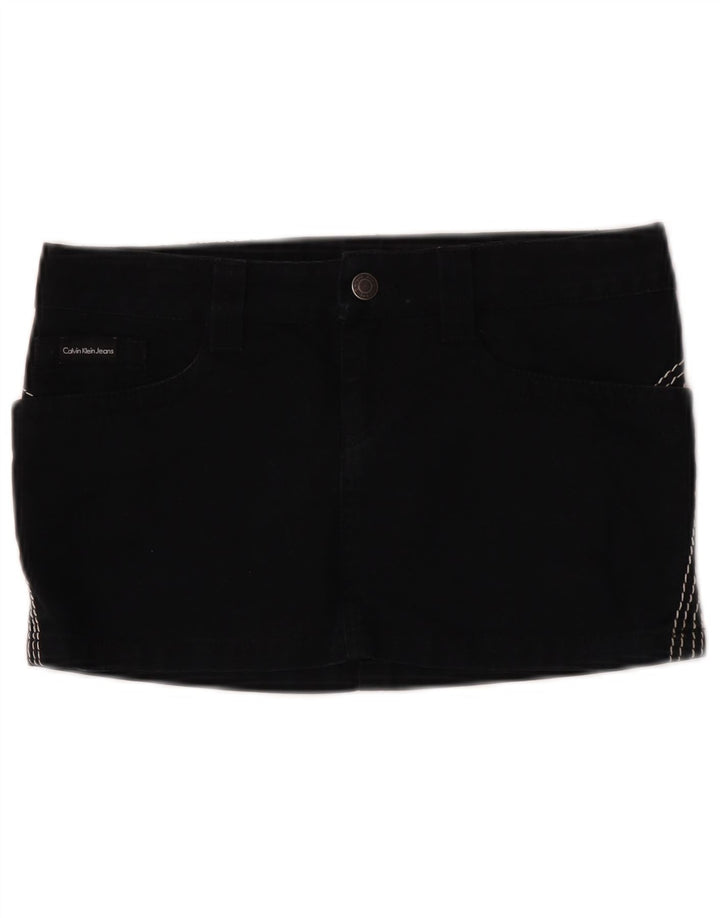 Mini gonna di jeans da donna Calvin Klein W26 piccola in cotone nero