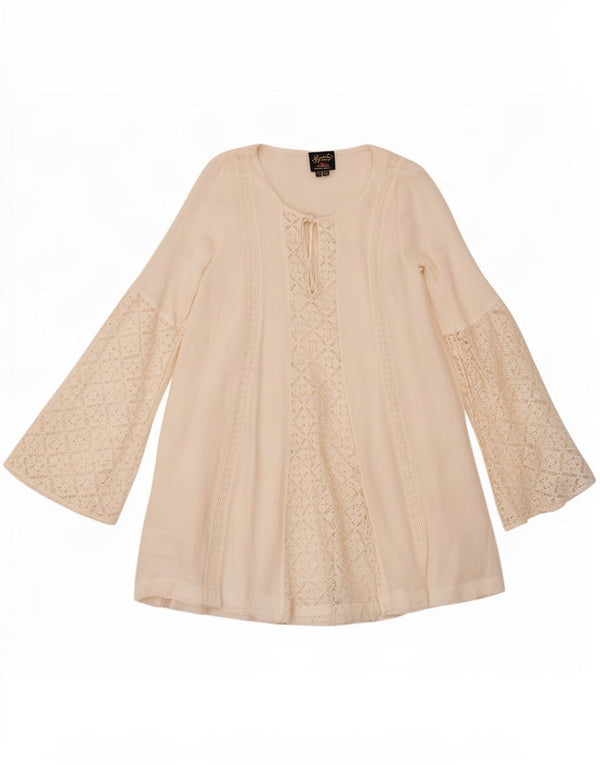 Abito caftano da spiaggia da donna Superdry UK 8 piccolo cotone floreale bianco
