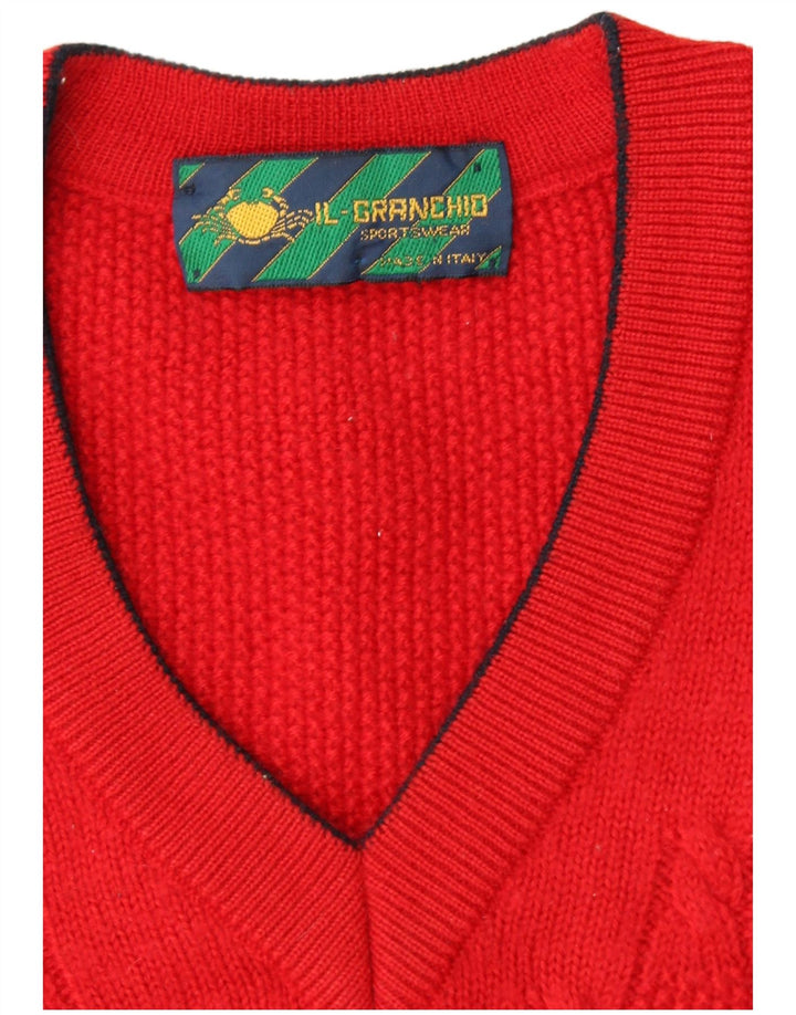 IL GRANCHIO Maglione da uomo con scollo a V grande rosso