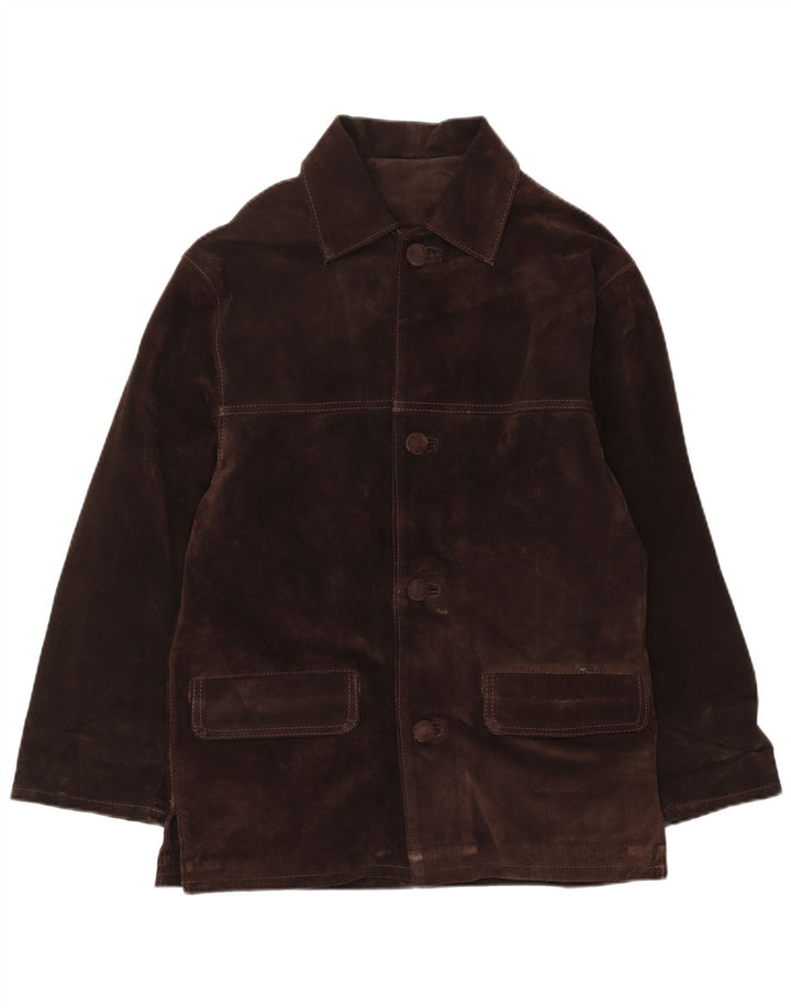 Giacca vintage in pelle scamosciata da uomo IT 44 XS Marrone